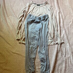 Striped Long Sleeve Top and Gray Pants Set